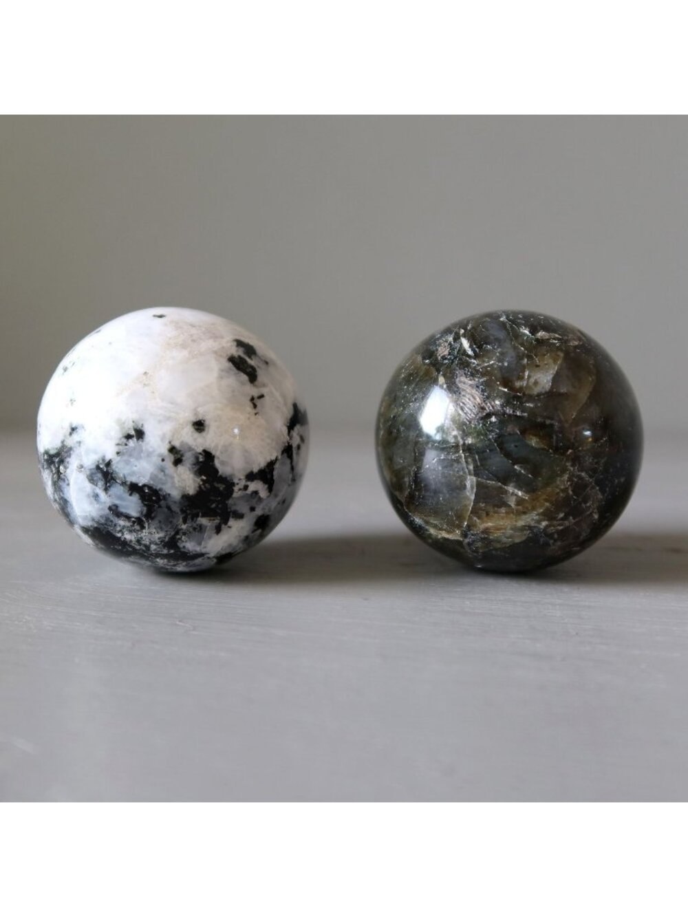 Moon Sphere Set Labradorite Moonstone Tourmaline Crystal Balls Lunar Gemstone